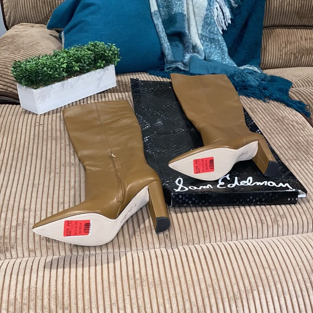 SAM EDELMAN RAAKEL CHOCOLATE LEATHER TALL BOOTS 8.5M BRAND NEW. no box - Picture 9 of 13